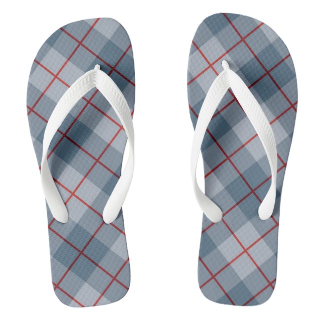Bias Plaid Blue-Red Stripe Flip Flops (Footbed)