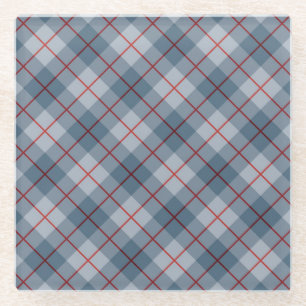 Bias Plaid Blue-Red Stripe Glass Coaster