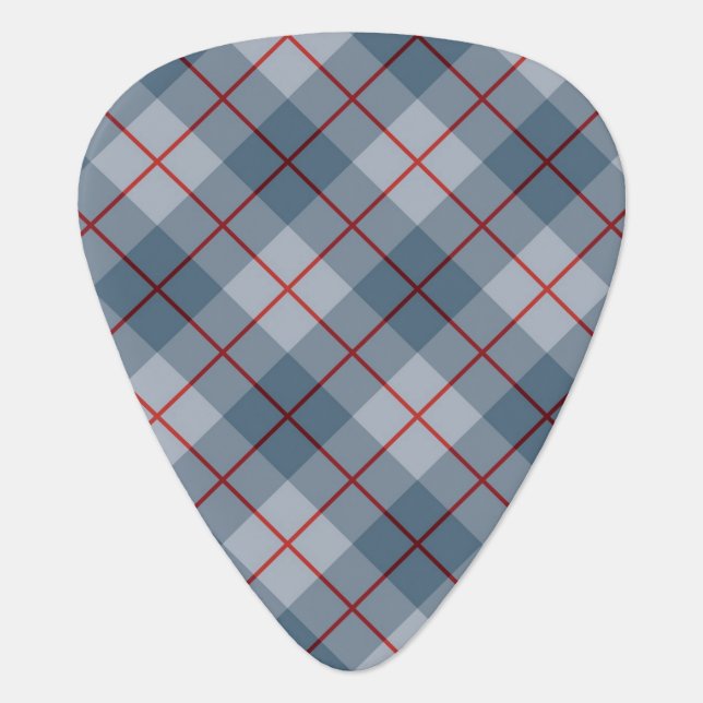 Bias Plaid Blue-Red Stripe Guitar Pick (Front)