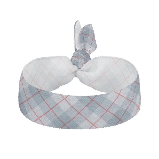 Bias Plaid Blue-Red Stripe Hair Tie (Front)