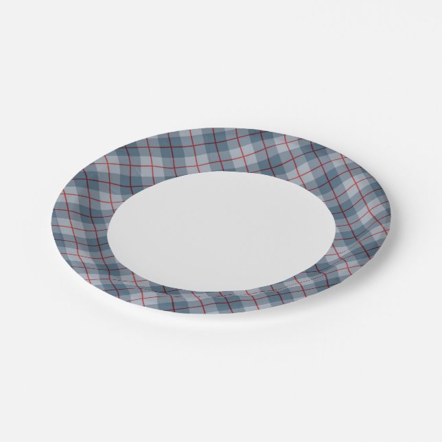 Bias Plaid Blue-Red Stripe Paper Plates (Angled)