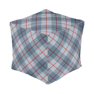 Bias Plaid Blue-Red Stripe Pouf