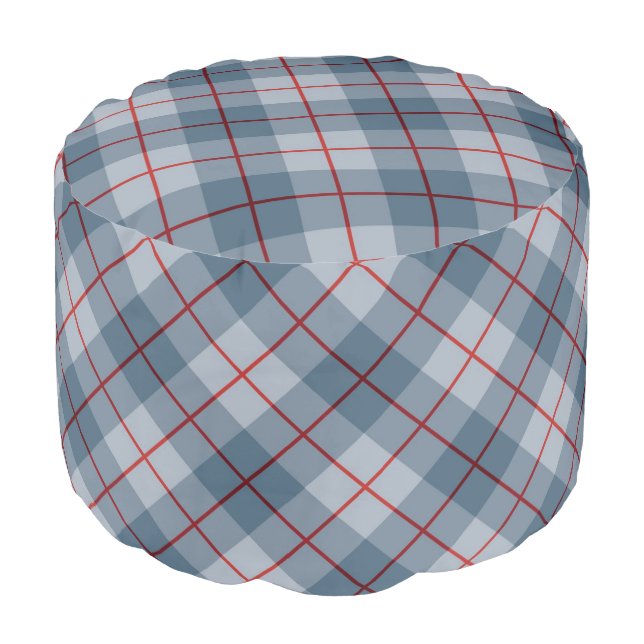 Bias Plaid Blue-Red Stripe Pouf (Angled Front)