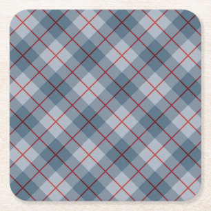 Bias Plaid Blue-Red Stripe Square Paper Coaster