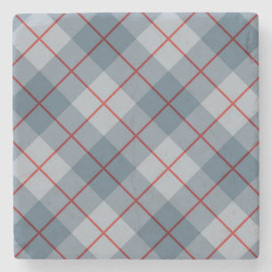 Bias Plaid Blue-Red Stripe Stone Coaster