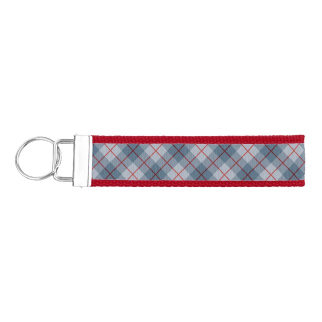 Bias Plaid Blue-Red Stripe Wrist Keychain (Keys on Left)