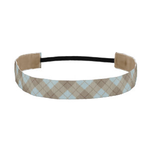 Bias Plaid in Blue and Brown Athletic Headband