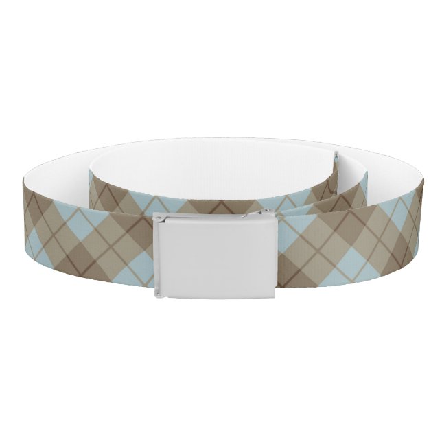 Bias Plaid in Blue and Brown Belt (Coil)