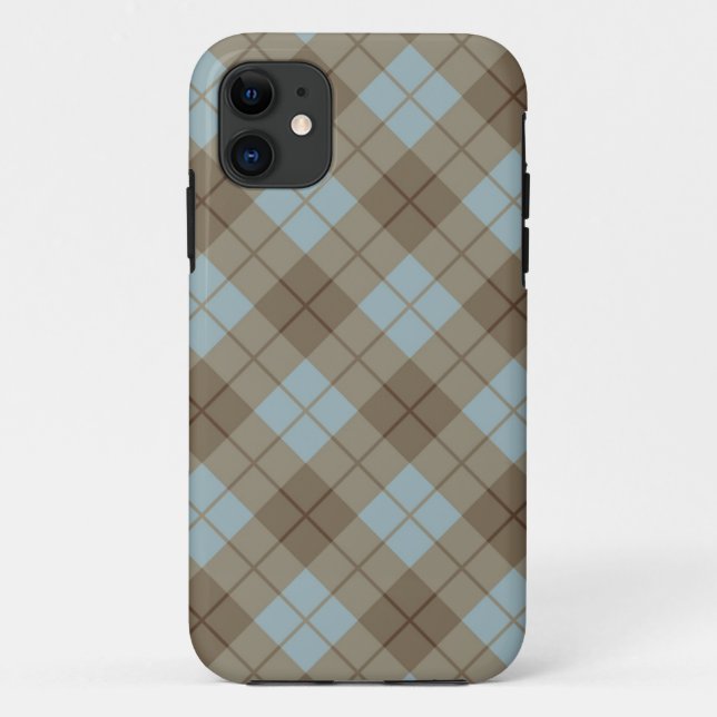Bias Plaid in Blue and Brown Case-Mate iPhone Case (Back)