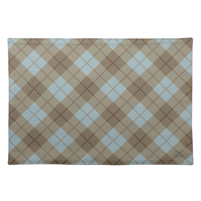 Bias Plaid in Blue and Brown Cloth Placemat (Front)