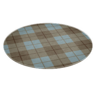Bias Plaid in Blue and Brown Cutting Board