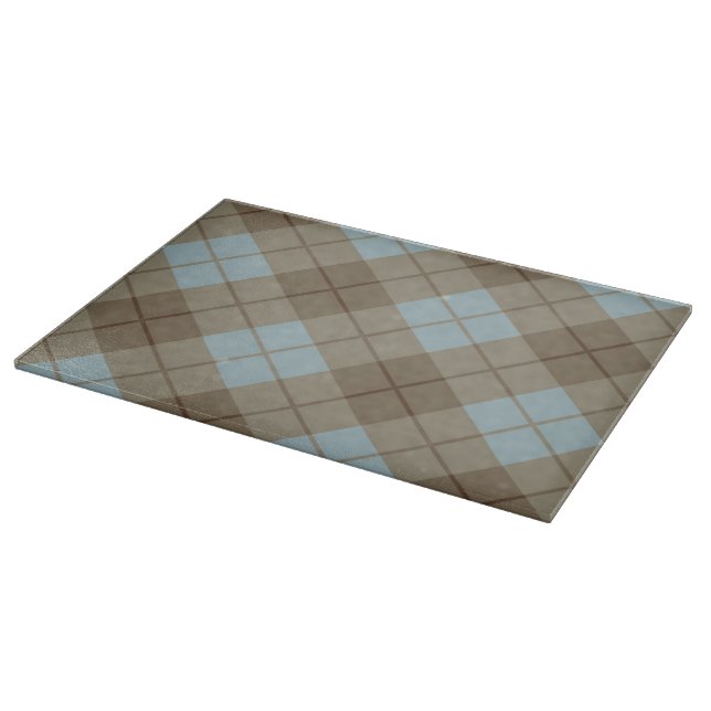 Bias Plaid in Blue and Brown Cutting Board (Corner)