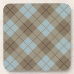 Bias Plaid in Blue and Brown Drink Coaster