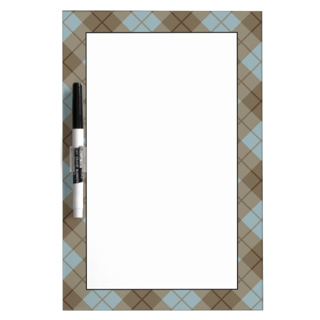 Bias Plaid in Blue and Brown Dry Erase Board (Front)