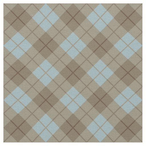 Bias Plaid in Blue and Brown Fabric