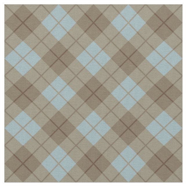 Bias Plaid in Blue and Brown Fabric (Close Up)