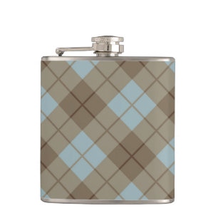 Bias Plaid in Blue and Brown Flask
