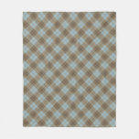 Bias Plaid in Blue and Brown Fleece Blanket