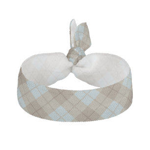 Bias Plaid in Blue and Brown Hair Tie