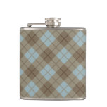 Bias Plaid in Blue and Brown Hip Flask