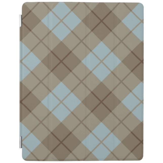 Bias Plaid in Blue and Brown iPad Smart Cover (Front)