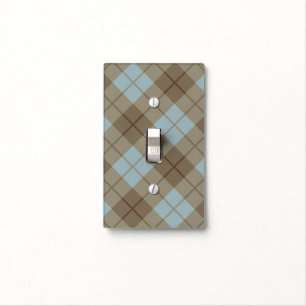 Bias Plaid in Blue and Brown Light Switch Cover