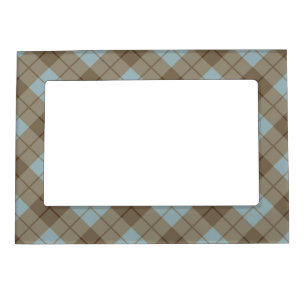 Bias Plaid in Blue and Brown Magnetic Picture Frame