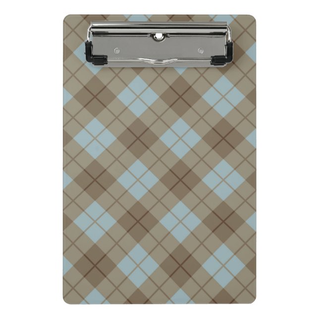 Bias Plaid in Blue and Brown Mini Clipboard (Front)