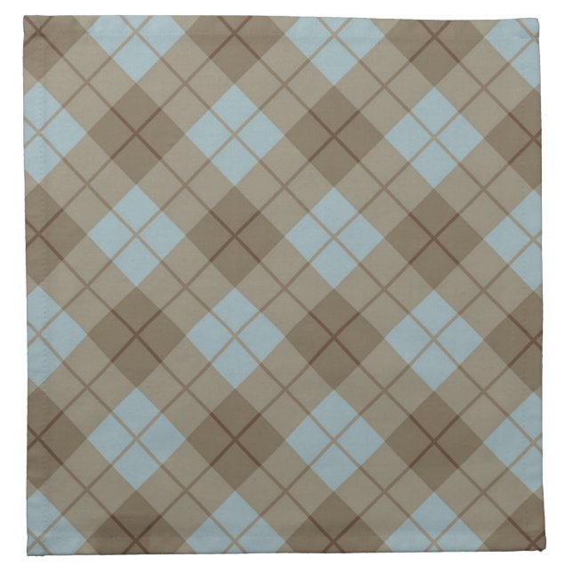 Bias Plaid in Blue and Brown Napkin (Front)