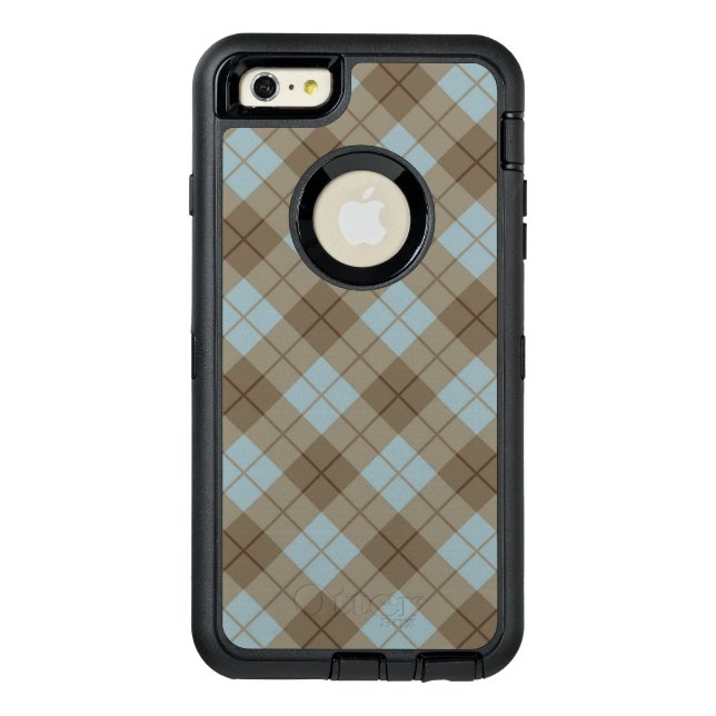 Bias Plaid in Blue and Brown Otterbox iPhone Case (Back)