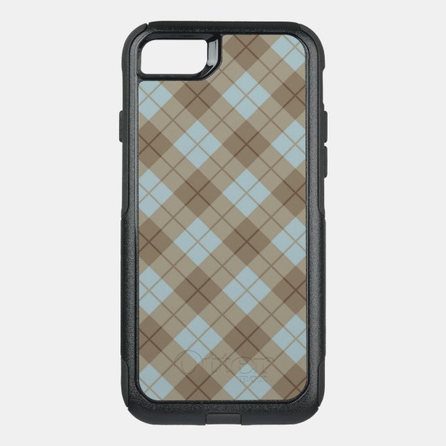 Bias Plaid in Blue and Brown Otterbox iPhone Case (Back)
