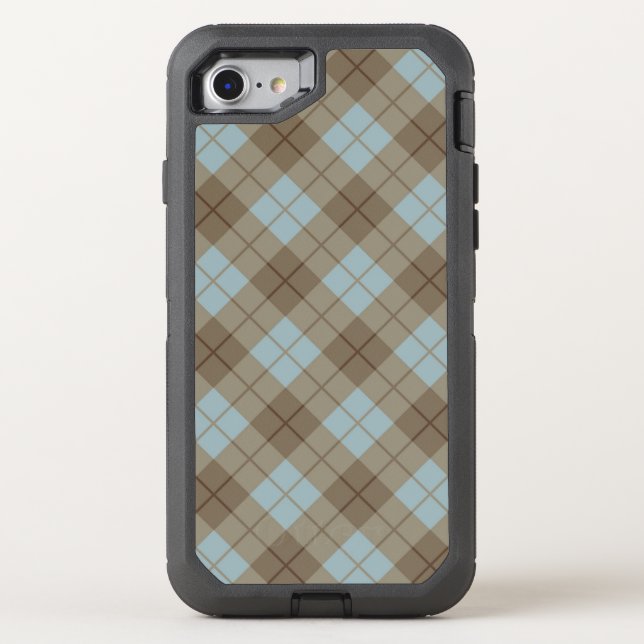 Bias Plaid in Blue and Brown Otterbox iPhone Case (Back)