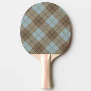 Bias Plaid in Blue and Brown Ping Pong Paddle