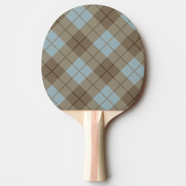 Bias Plaid in Blue and Brown Ping Pong Paddle (Front)
