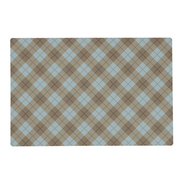 Bias Plaid in Blue and Brown Placemat (Front)