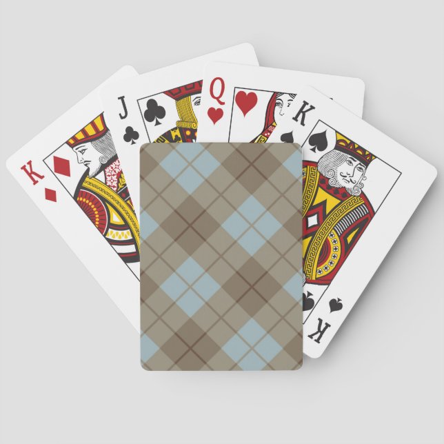 Bias Plaid in Blue and Brown Poker Cards (Back)