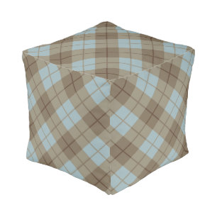 Bias Plaid in Blue and Brown Pouf