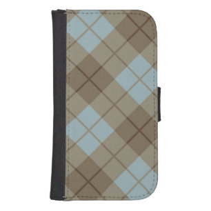 Bias Plaid in Blue and Brown Galaxy S4 Wallet Case