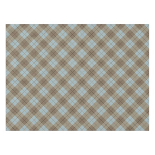 Bias Plaid in Blue and Brown Tablecloth