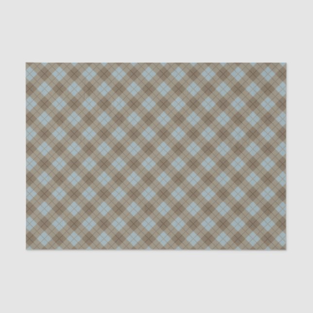 Bias Plaid in Blue and Brown Tissue Paper (Front)