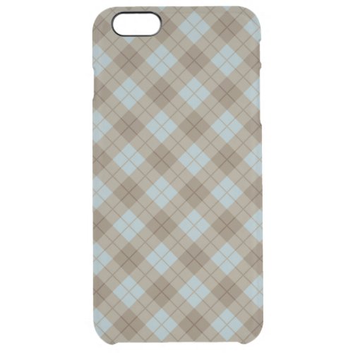 Bias Plaid in Blue and Brown Clear iPhone 6 Plus Case