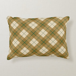 Bias Plaid in Gold with Green Stripe Accent Pillow