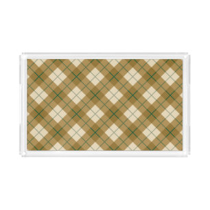 Bias Plaid in Gold with Green Stripe Acrylic Tray