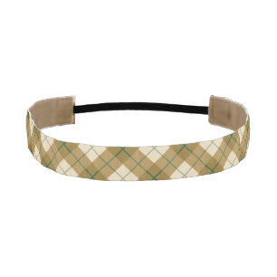 Bias Plaid in Gold with Green Stripe Athletic Headband