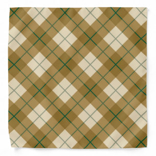 Bias Plaid in Gold with Green Stripe Bandana