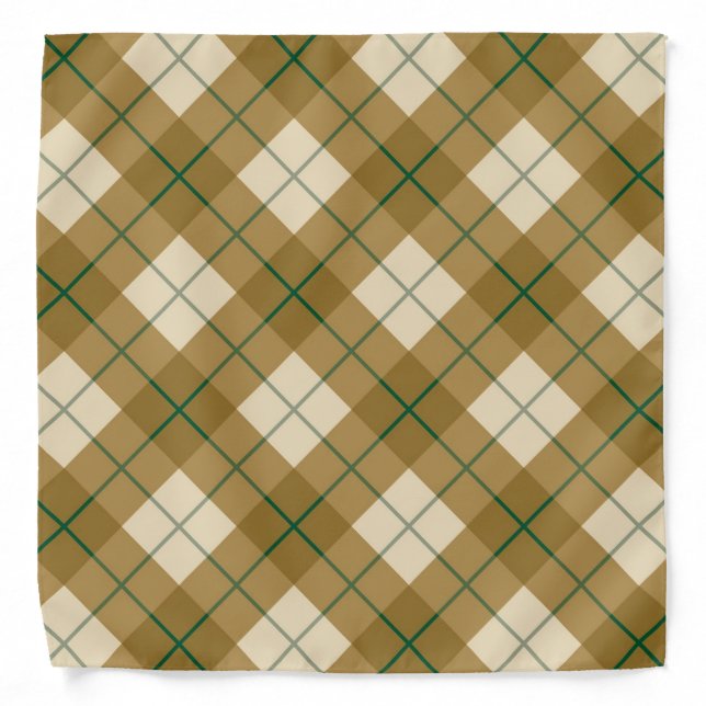 Bias Plaid in Gold with Green Stripe Bandana (Front)
