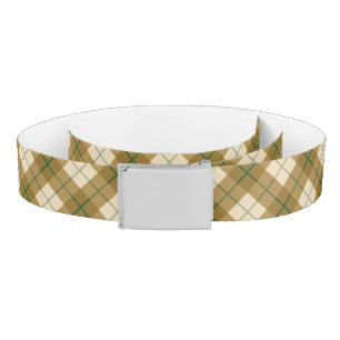 Bias Plaid in Gold with Green Stripe Belt