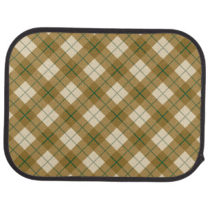 Bias Plaid in Gold with Green Stripe Car Mat