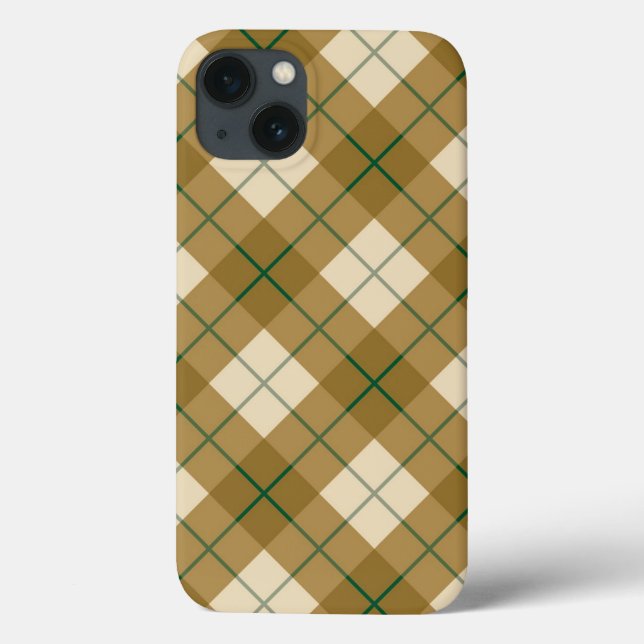 Bias Plaid in Gold with Green Stripe Case-Mate iPhone Case (Back)