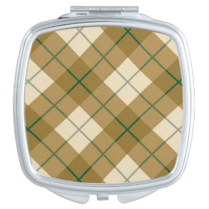 Bias Plaid in Gold with Green Stripe Compact Mirror